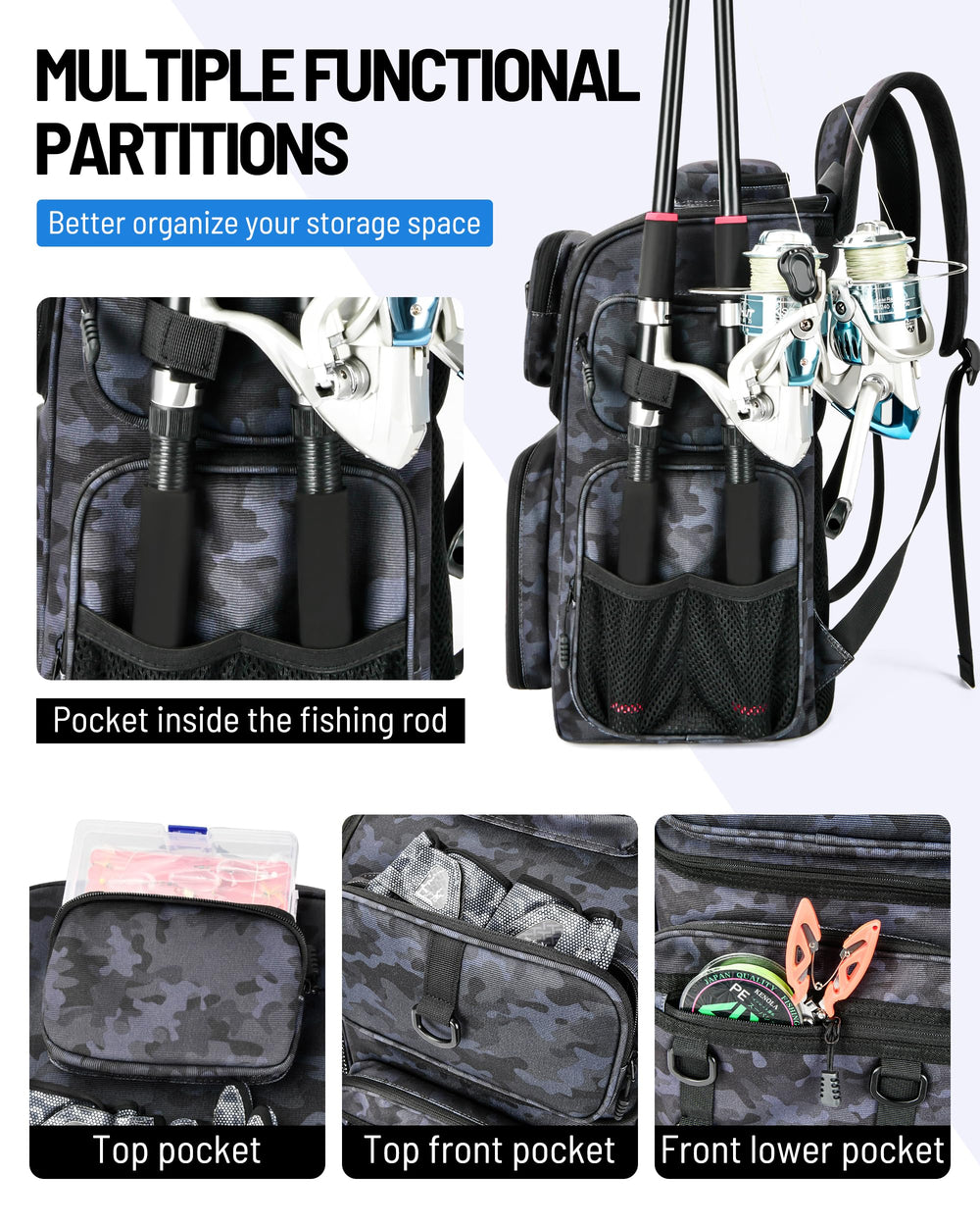Breathable back panel and padded straps detail
