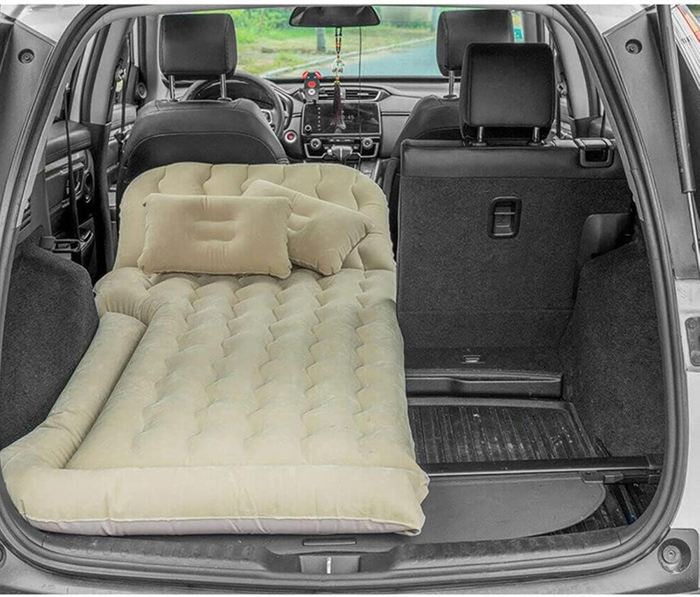 HPJHBMDM car bed built-in pillow supports relaxing rest outdoors.