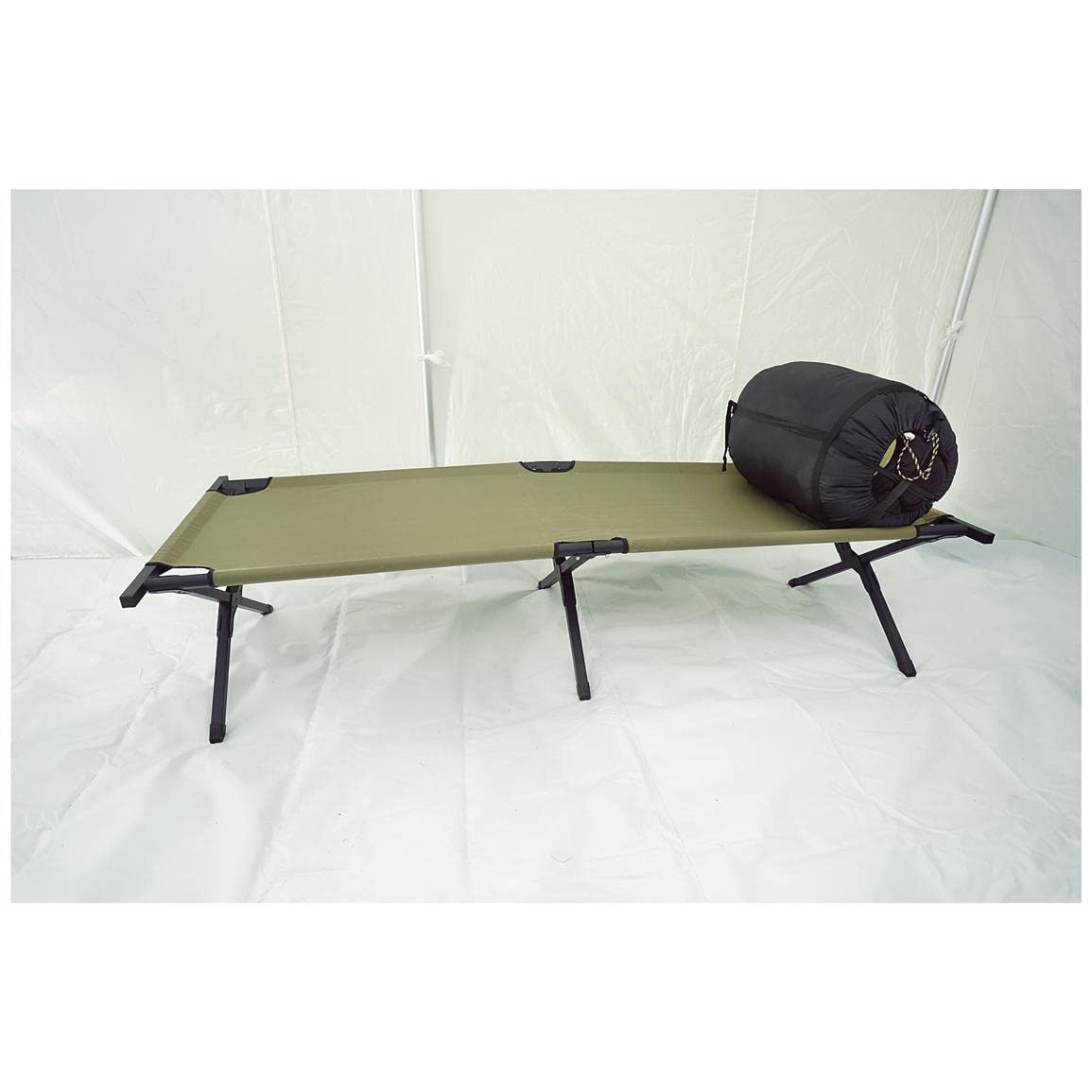 HQ ISSUE cot measuring 75 inch length fits tents and cabins