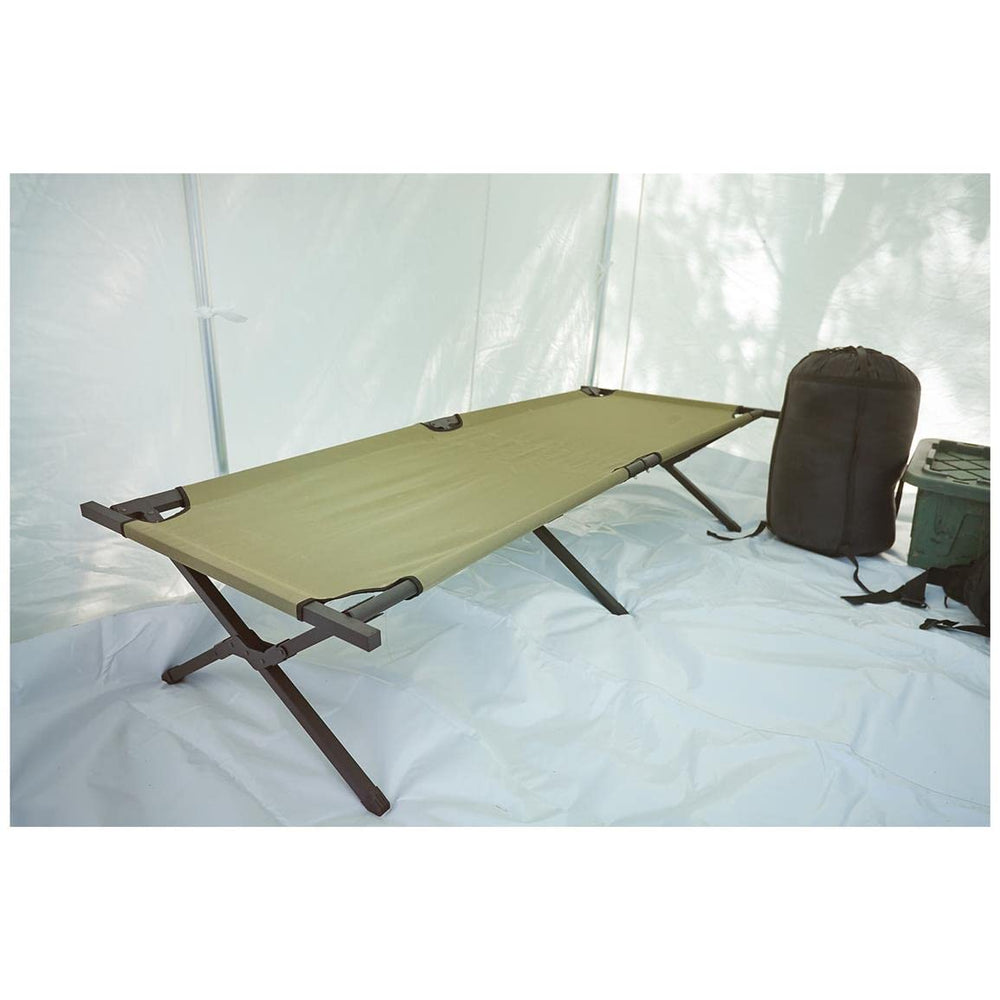 HQ ISSUE cot with powder-coated steel frame for durable outdoor support