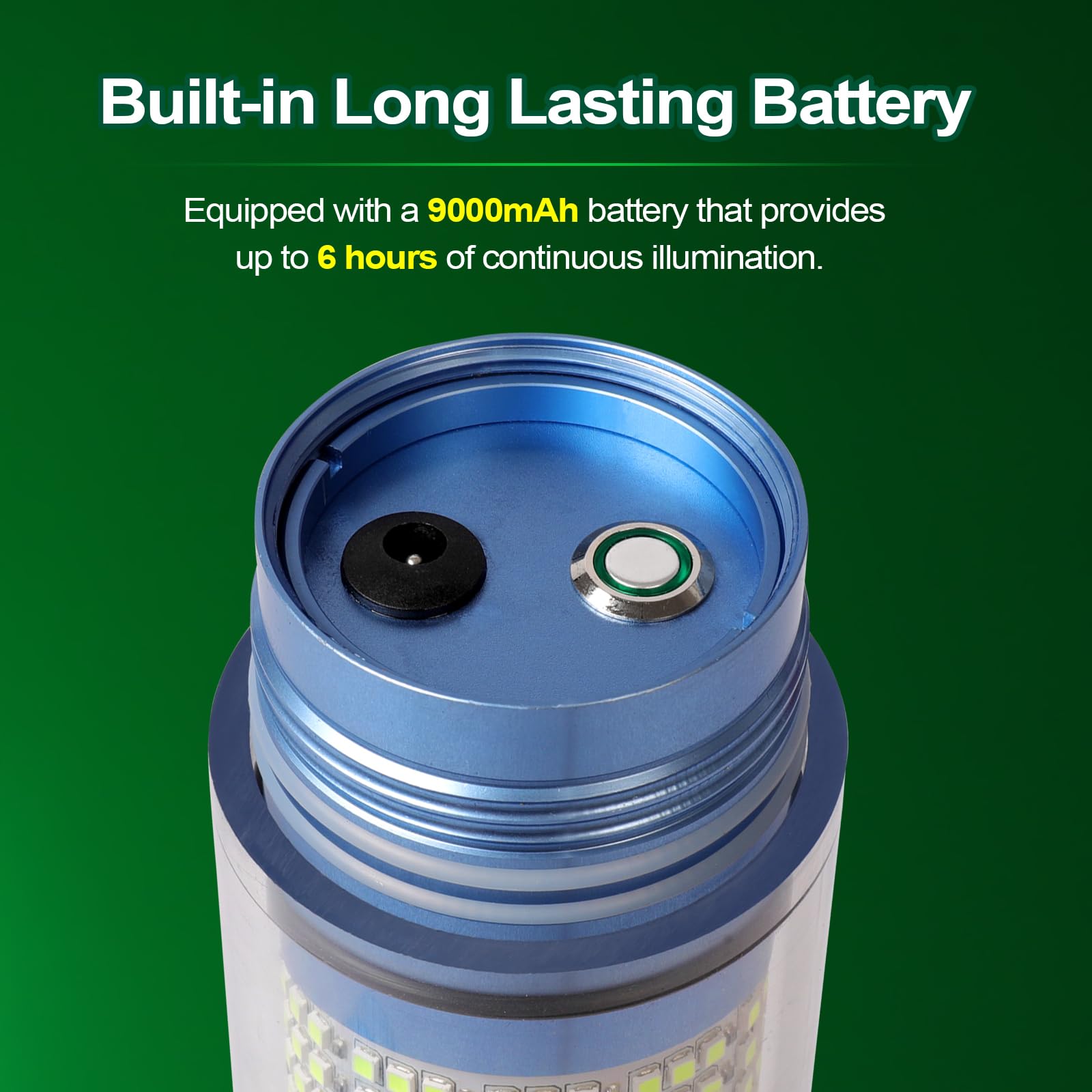 Battery-powered fishing light attracting trout, bass, salmon and more