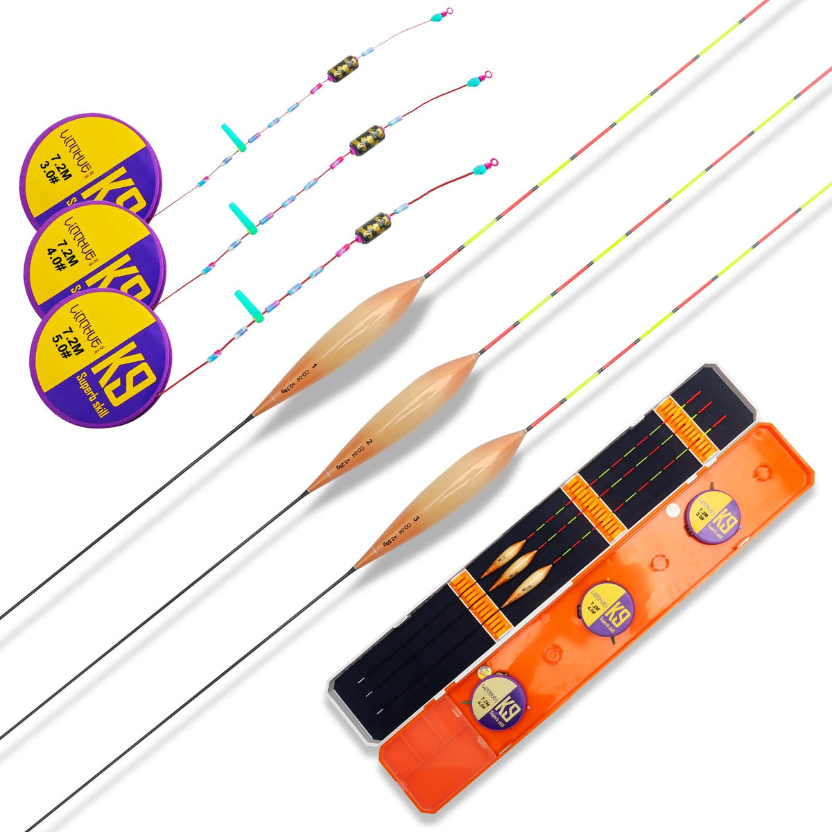 HQYLCH 3pcs Reed Fishing Floats Kit with Storage Box