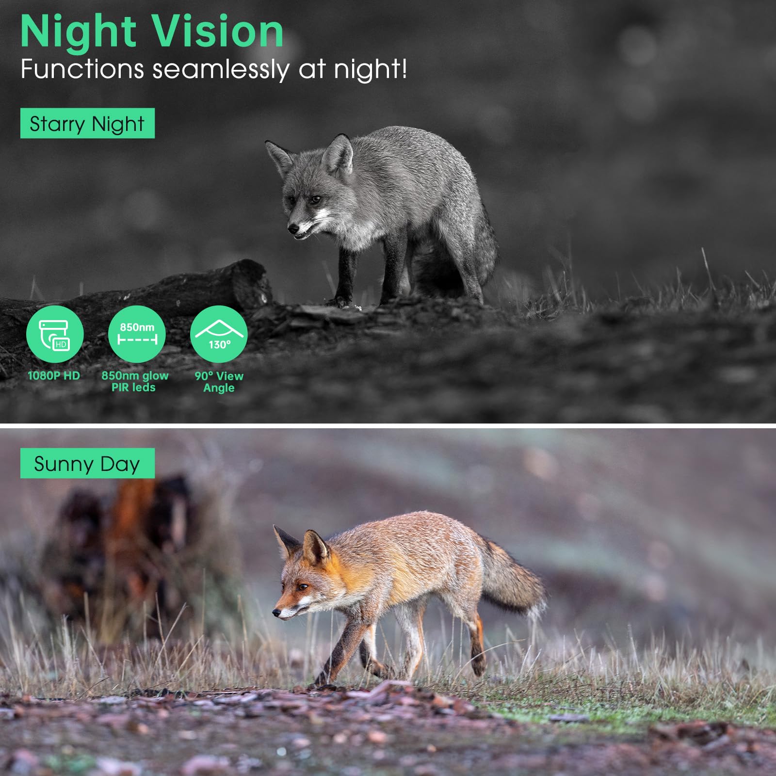Hrivcam Trail Camera 130-degree night vision covers wide nocturnal scenes