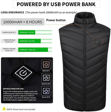 HSOSK heated vest back heating zones highlight core warmth for extended outdoors