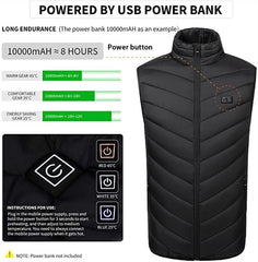HSOSK heated vest back view highlights central back heating for balanced warmth.