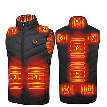 HSOSK heated vest front view shows portable warmth for outdoor adventures.