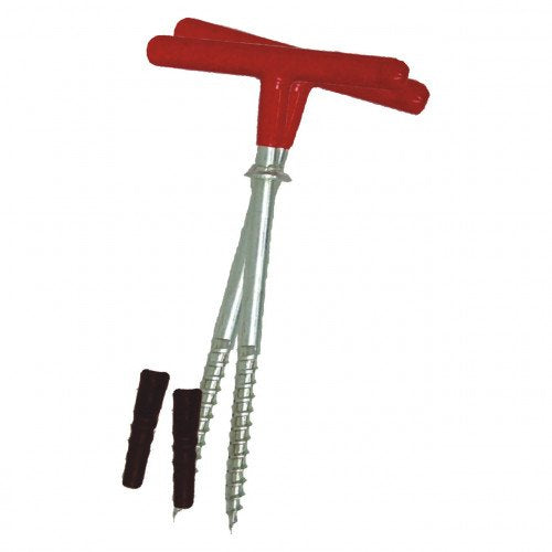 HT Enterprise TA-2 T-Type Shelter Anchor in use demonstrating secure shelter setup.