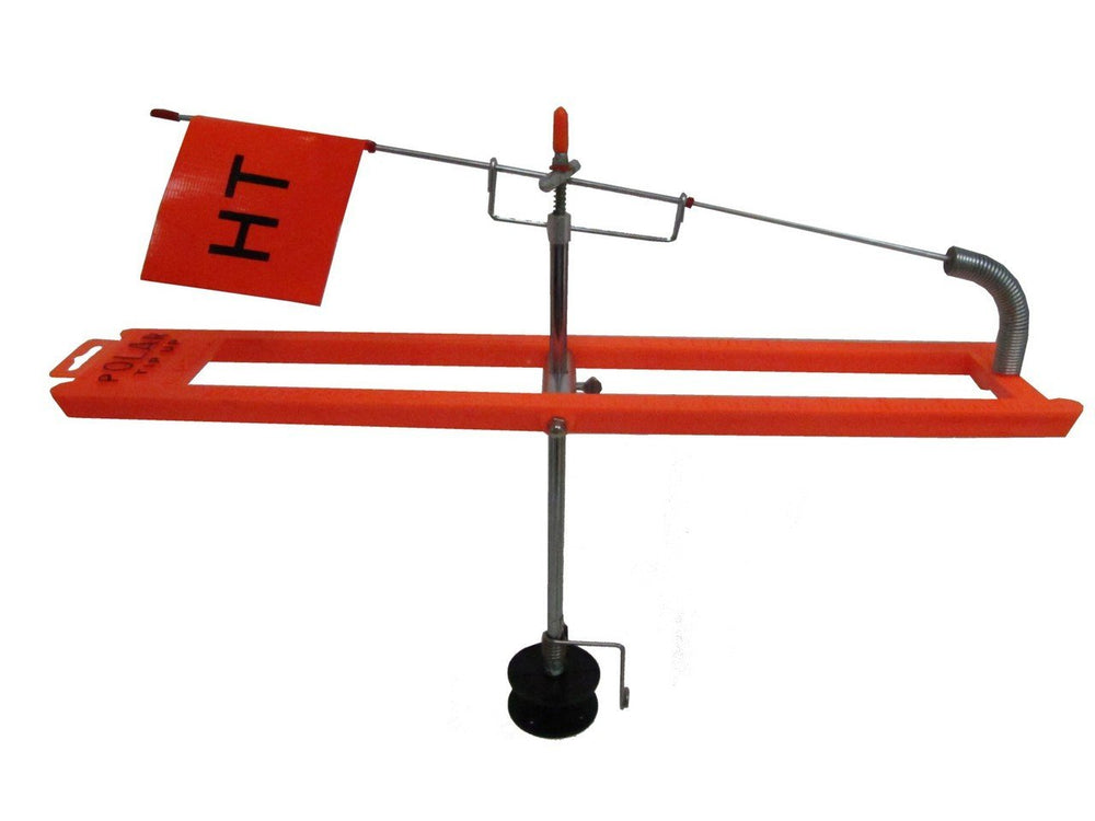 HT High Tech Polar Tip-Up Black spool delivers smooth 200ft line for dependable ice fishing setups.