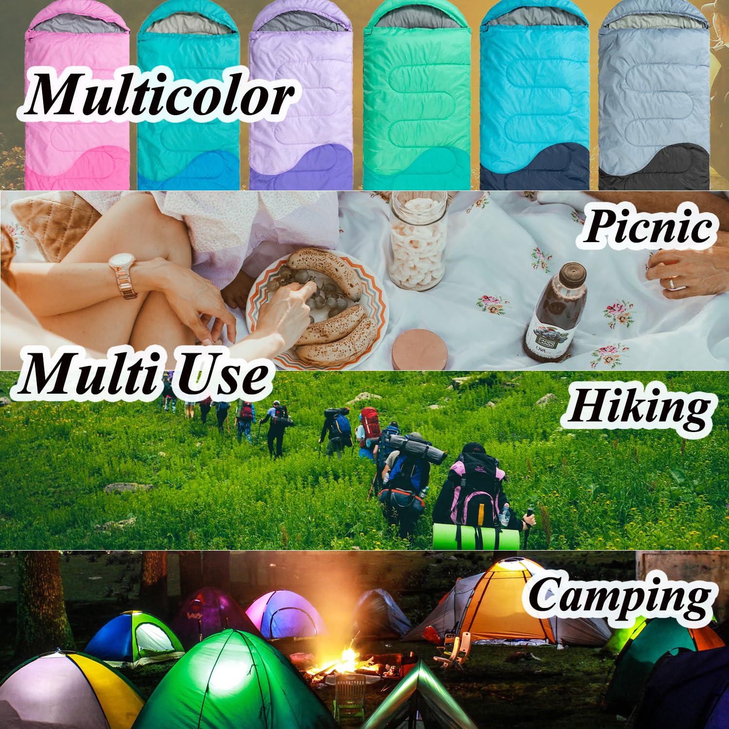 HTMEYBG sleeping bag carry bag demonstrates quick setup on trips