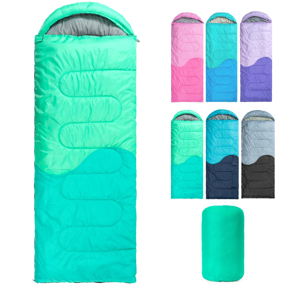 HTMEYBG sleeping bag 3-season open demonstrates roomy warmth for camping comfort.