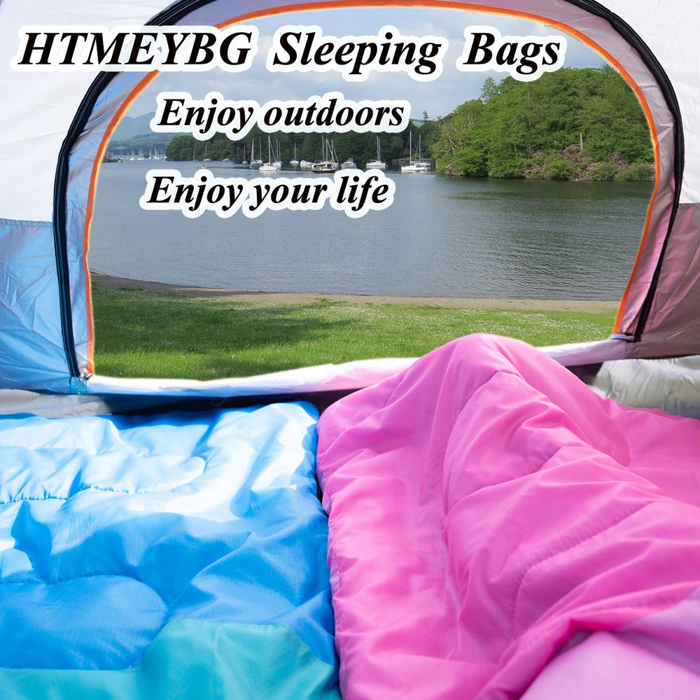 HTMEYBG sleeping bag in-use demonstrates versatile camping and travel use.