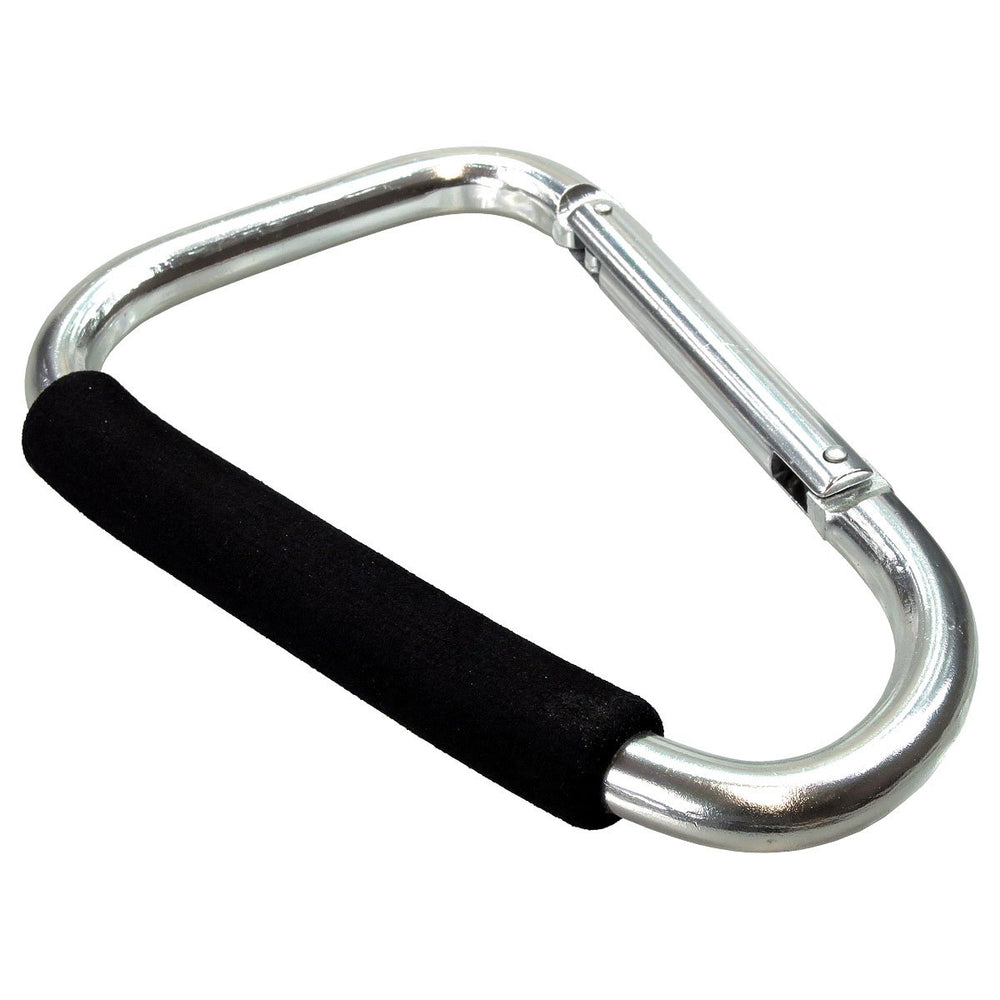 HTS 273R0 silver jumbo aluminum carabiner with padded grip for easy transport