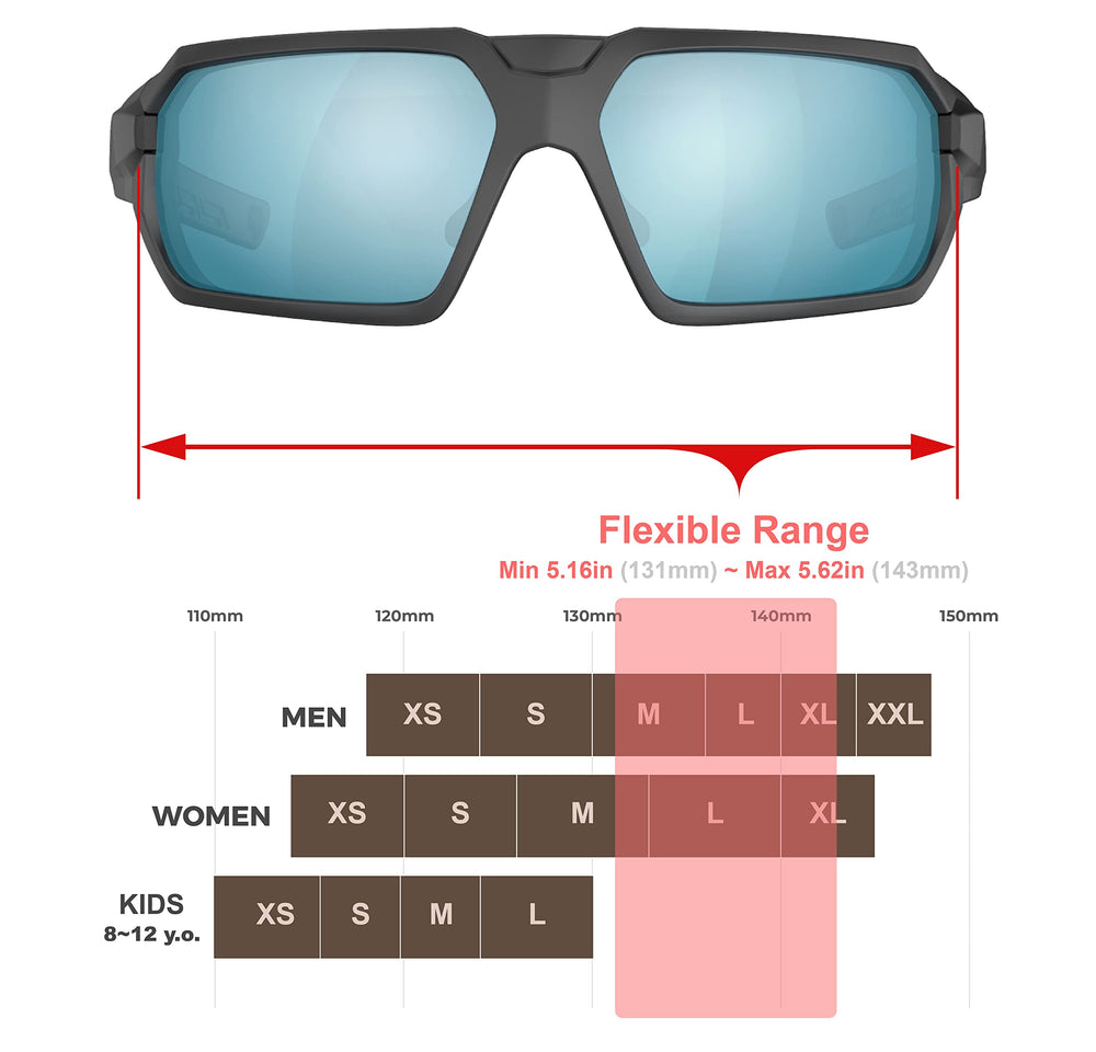 HTS HUNTERSKY Q37 blue sunglasses wraparound frame provides full eye coverage during hikes.