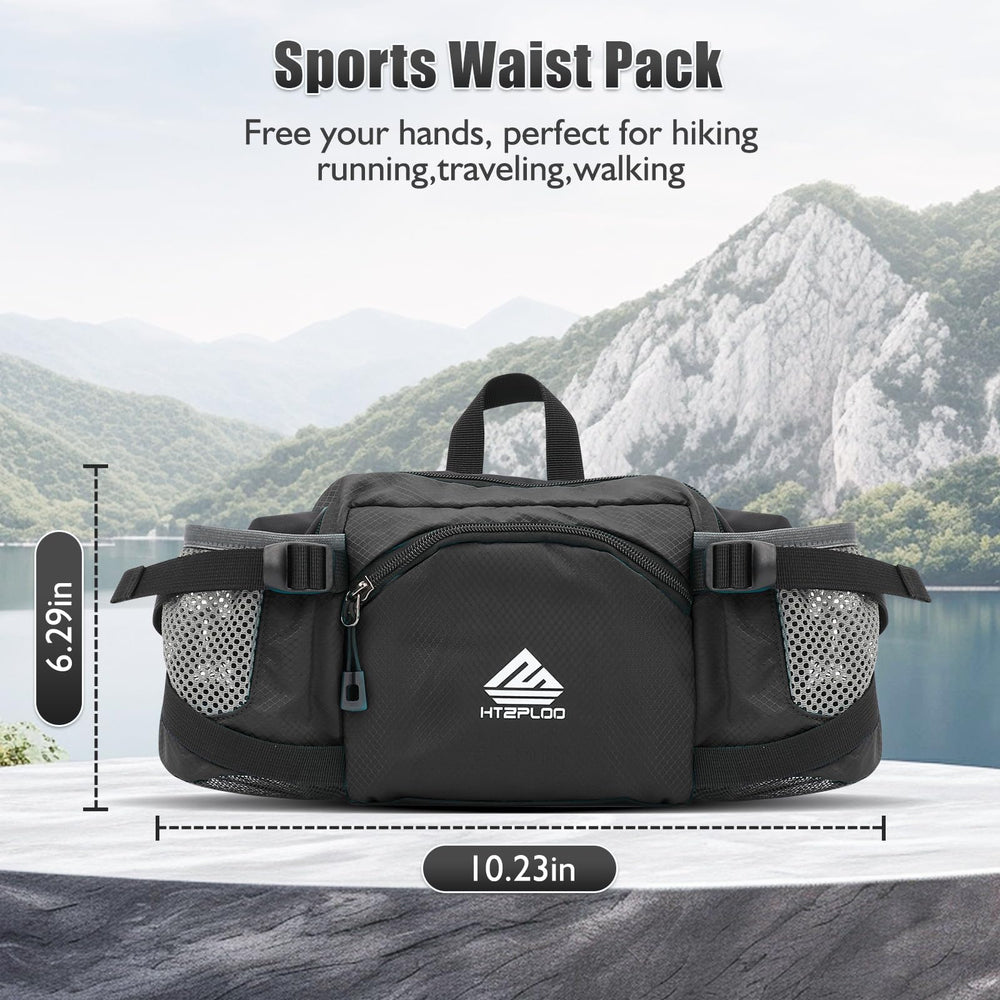 HTZPLOO adjustable strap worn as waist or cross-body for versatile outdoor use.
