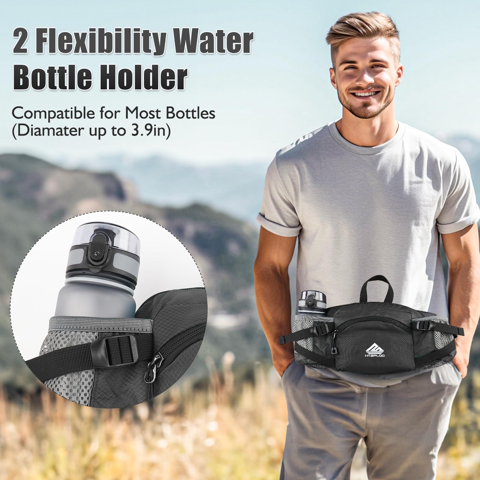 HTZPLOO dual water-bottle holders support outdoor hydration on the go.