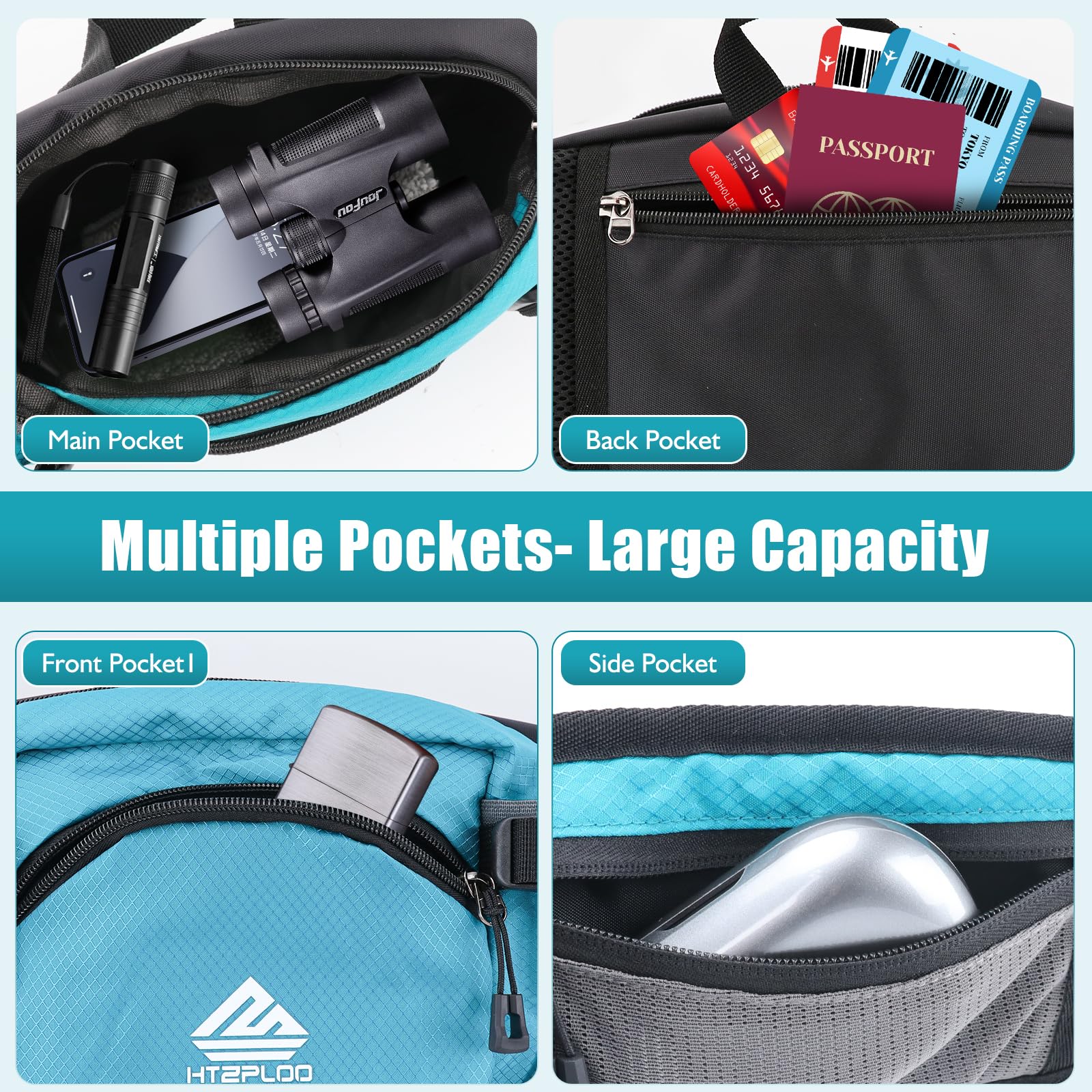 HTZPLOO fanny pack cross-body wear offers hands-free versatility for travel