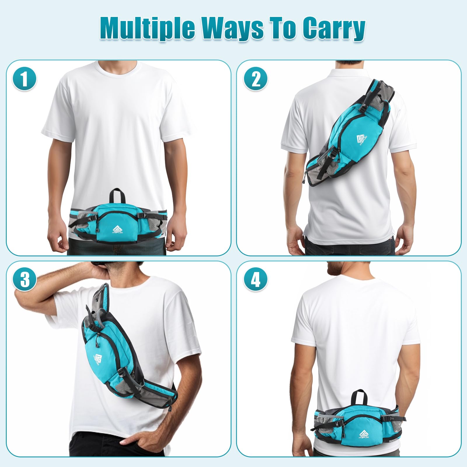 HTZPLOO fanny pack durable waterproof material resists weather for outdoor use