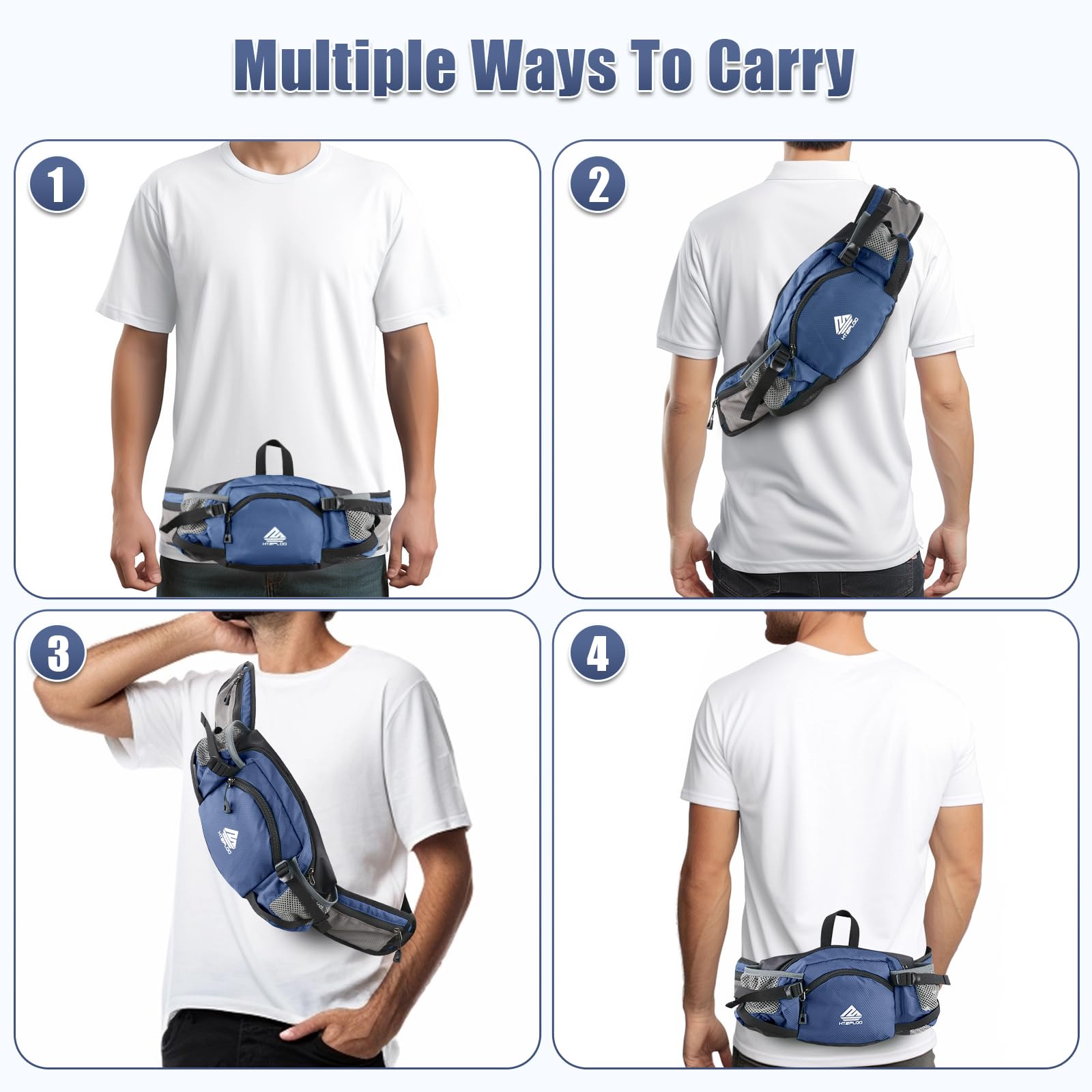 HTZPLOO fanny pack dual bottle holders support hydration on the go.