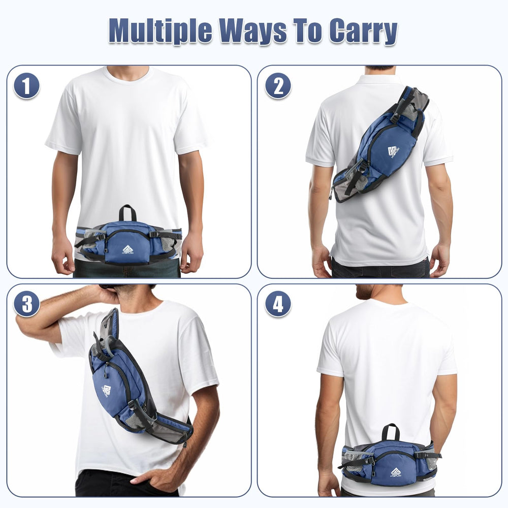 HTZPLOO fanny pack dual bottle holders support hydration on the go.