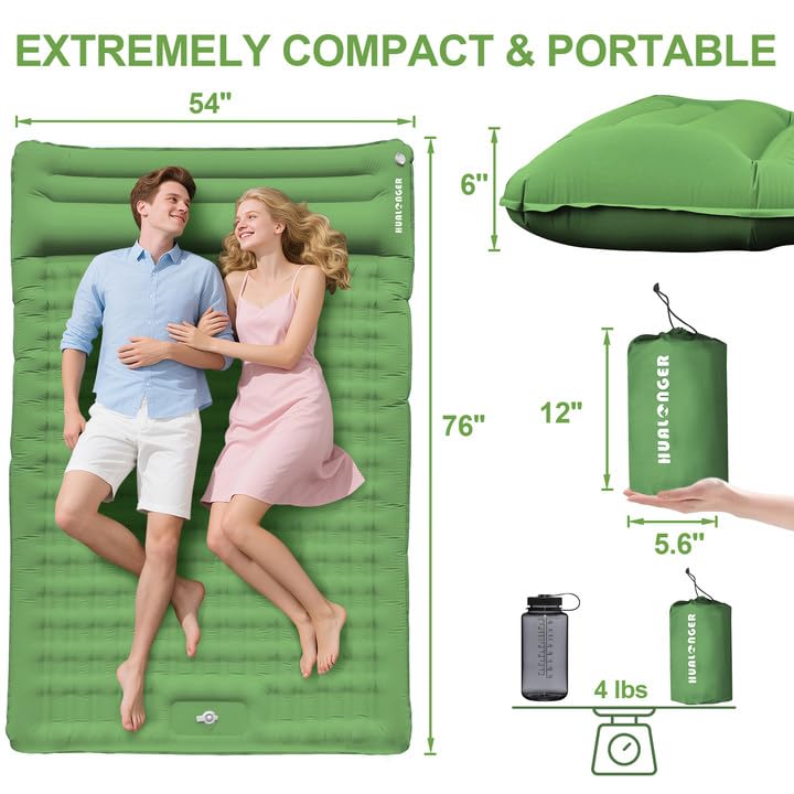 Hualonger camping pad inflation setup showing quick self-inflation feature