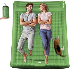 Hualonger double sleeping pad with built-in pillow supports back and neck comfort while camping