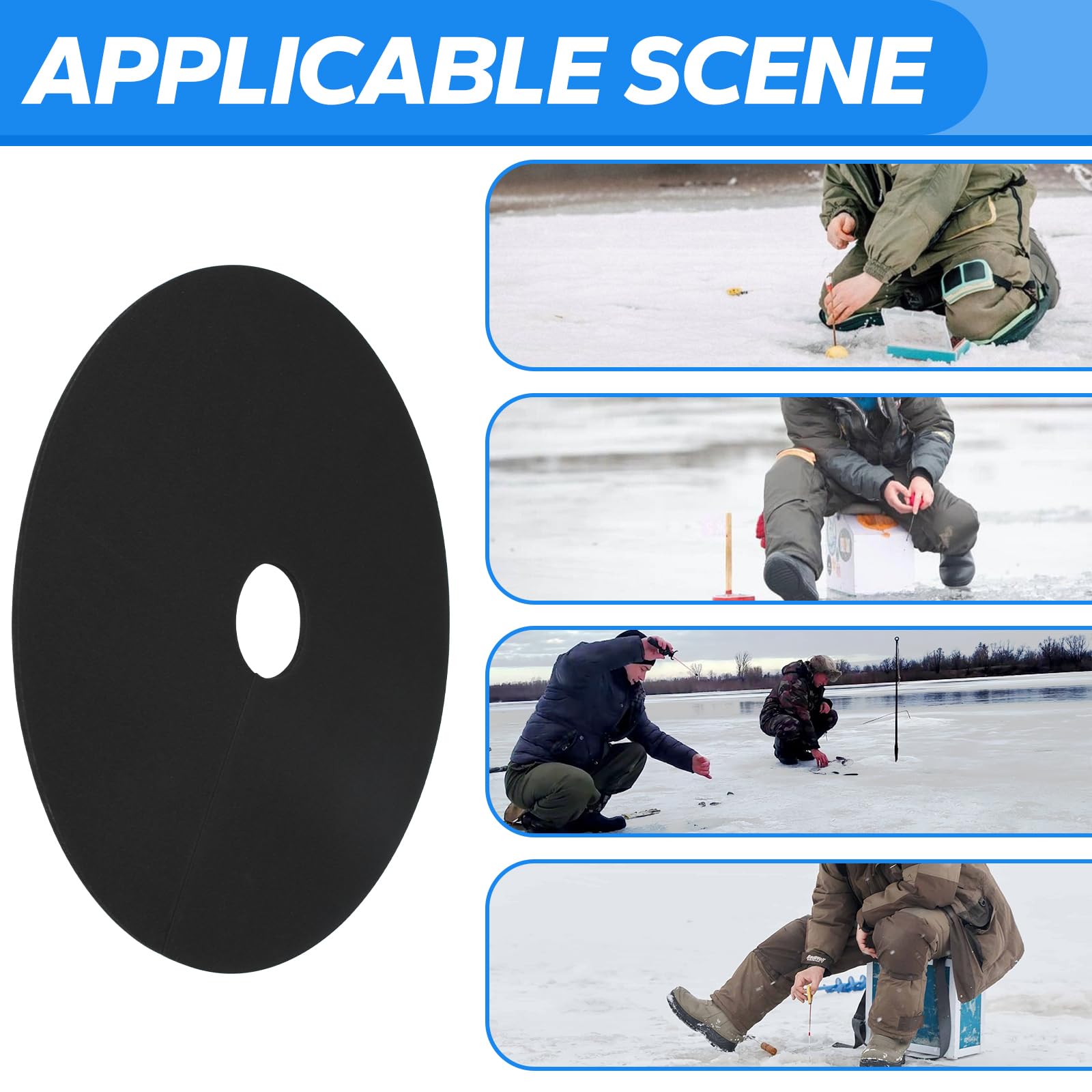 Winter ice fishing setup using HUANTAITAI hole covers