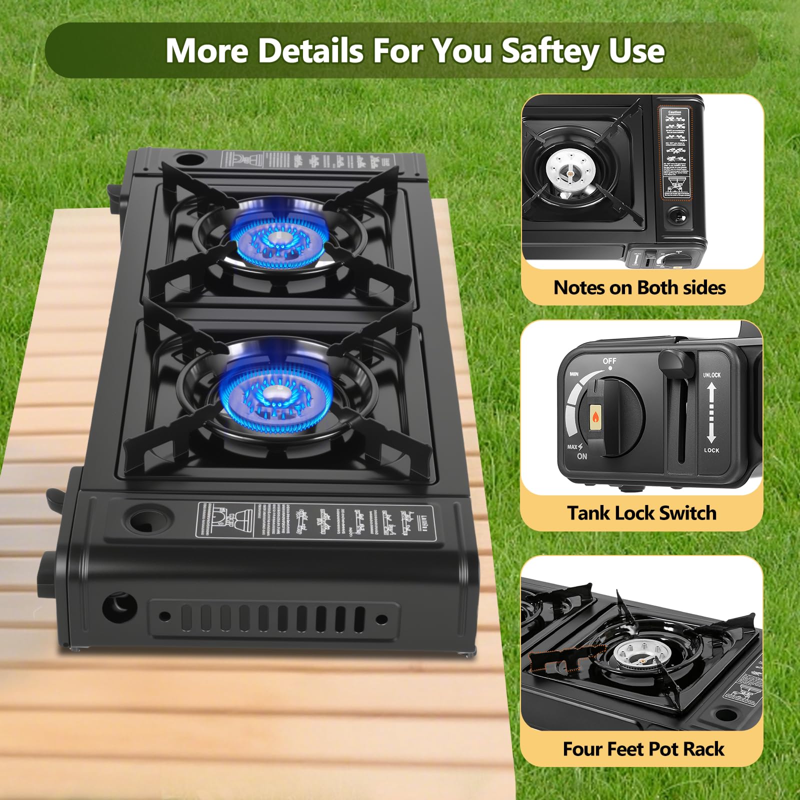HuaShuani stove in outdoor use highlights compact portability and stability.