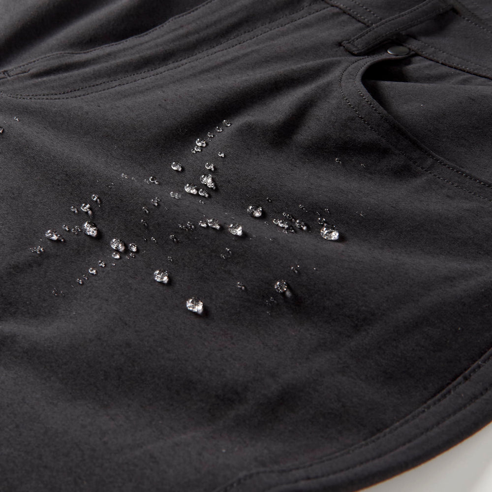 Huckberry Proof 72-Hour Merino Pant in light rain demonstrates weather readiness
