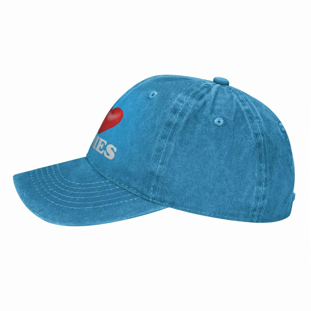 Huesdeaw I Love Boobies hat blue back closure, adjustable fit for comfort
