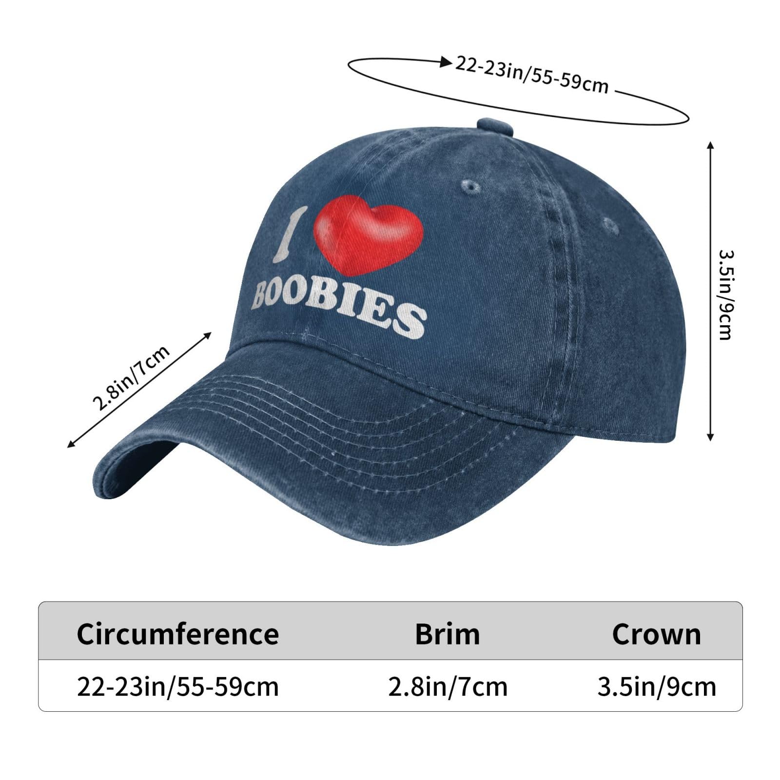 Stitching detail on huesdeaw I Love Boobies hat adds durability for daily use
