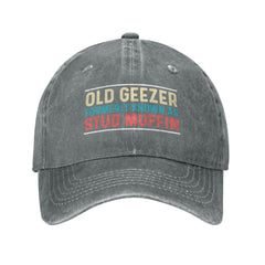 Huesdeaw Old Geezer hat front graphic for casual everyday wear