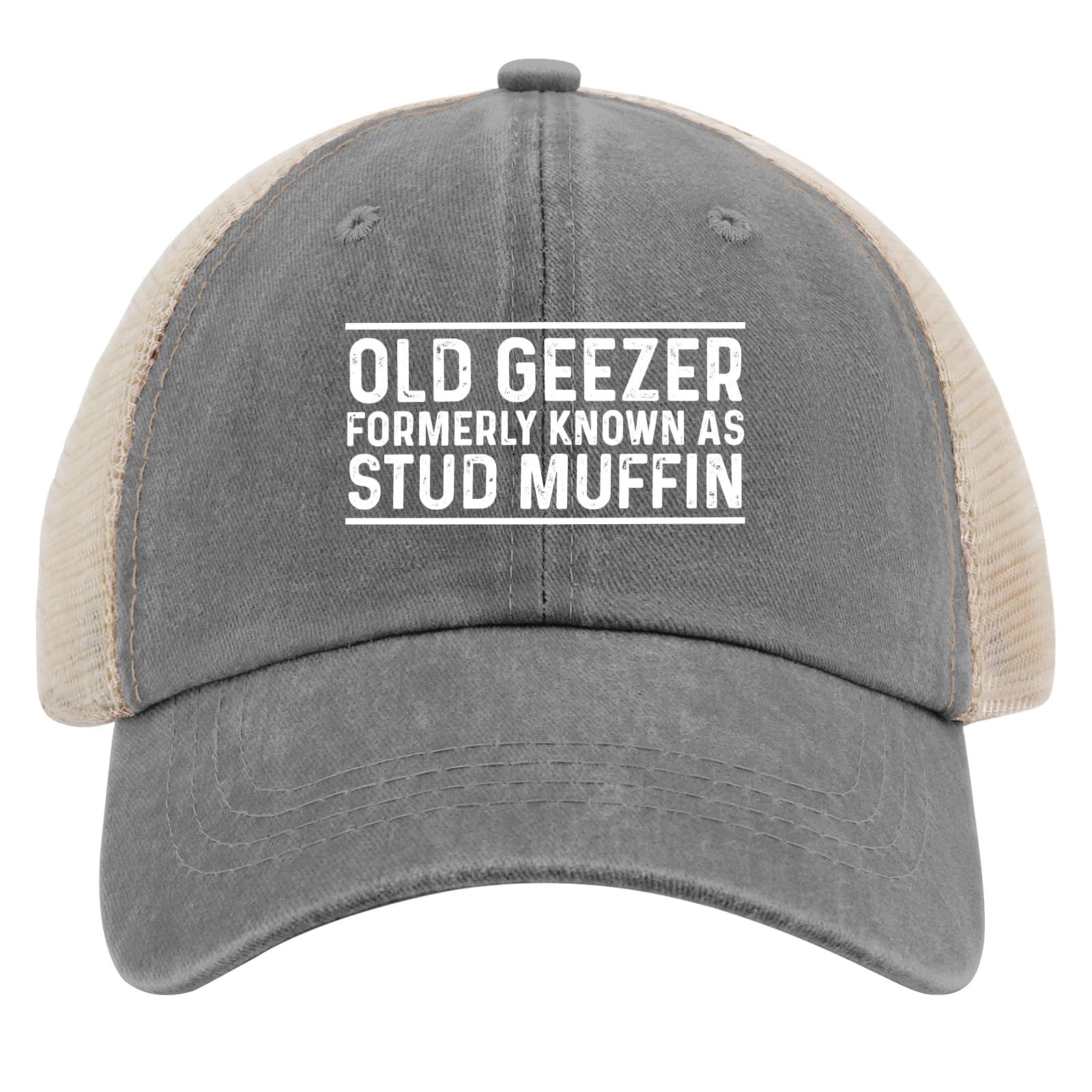 Huesdeaw Old Geezer Stud Muffin Hat front view showing vintage vibe