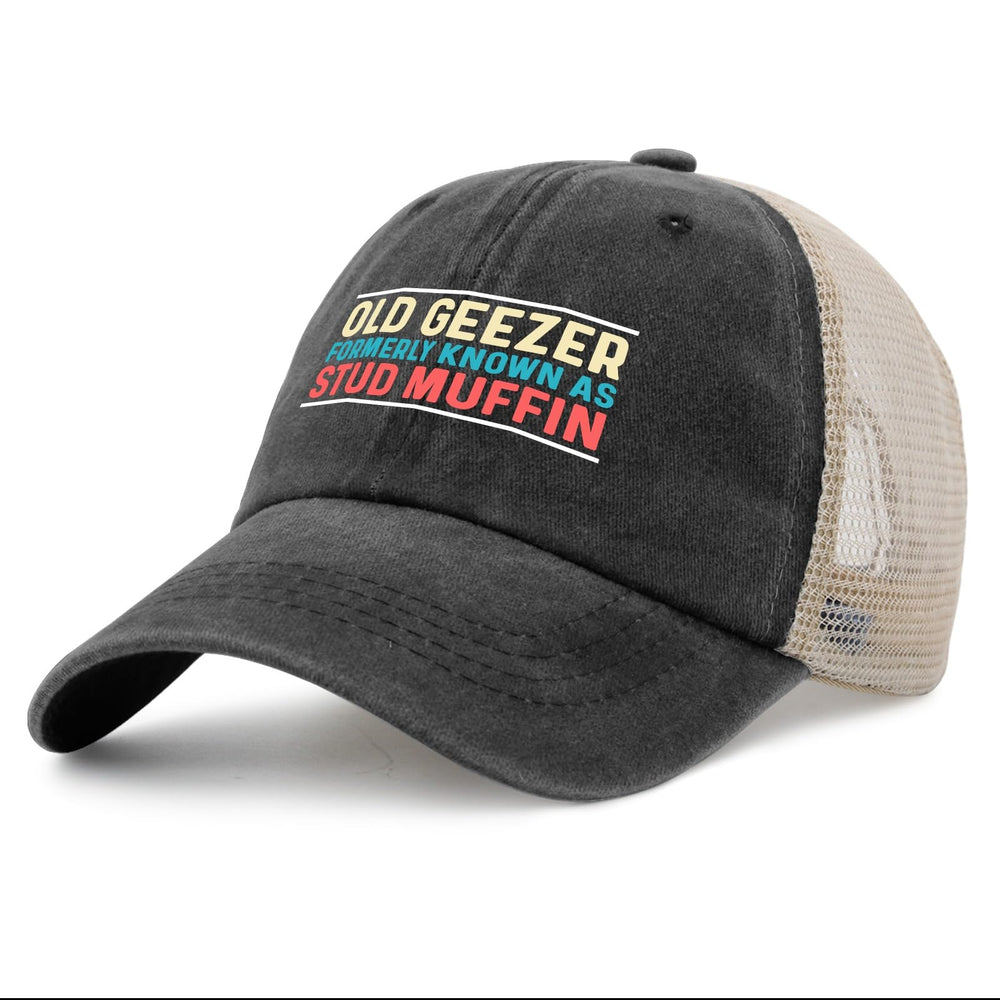 huesdeaw washed denim trucker cap with vintage look and breathable comfort