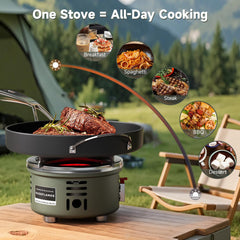 HUGEFLAMES stove with carrying case keeps gear organized during trips