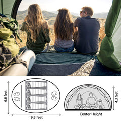 HUI LINGYANG 9.5x6.6 ft interior space shows roomy layout for family camping.