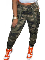 HuiSiFang camo cargo pants belt trim closeup showing stylish detail for daily wear