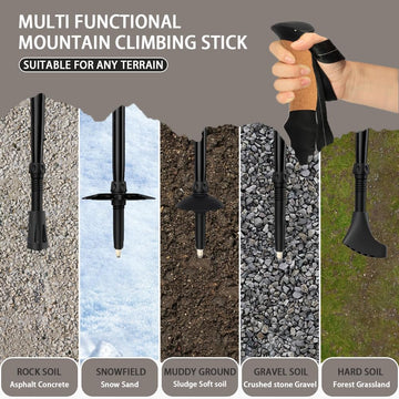HUINING tungsten-tip trekking poles grip rough terrain for stable footing.