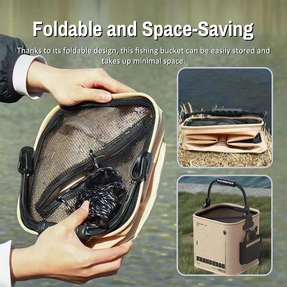 HUIOP 14L bucket suited for camping, fishing, washing, and outdoor chores.
