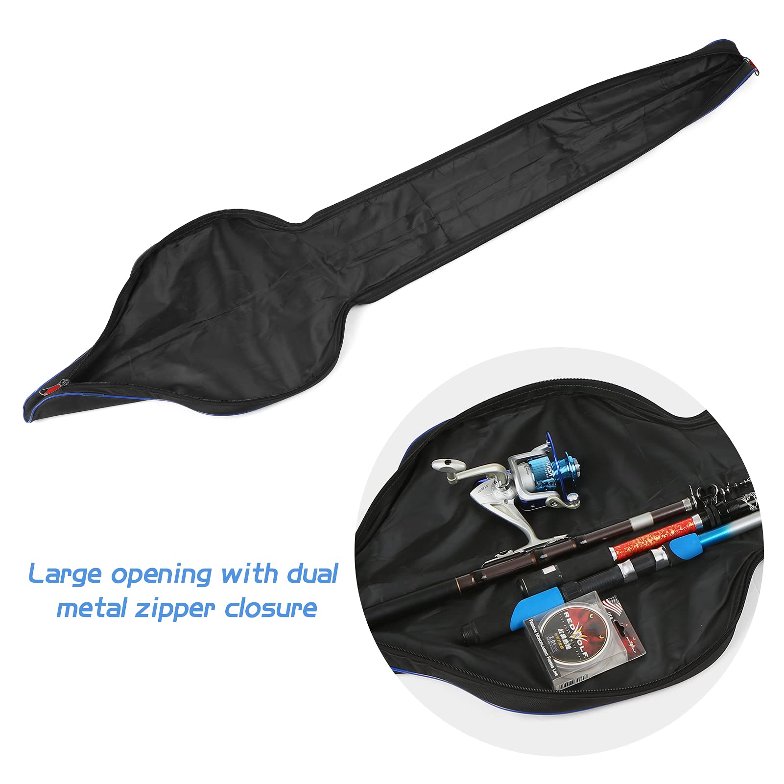 HUIOP 63-inch case provides ample space for long poles.