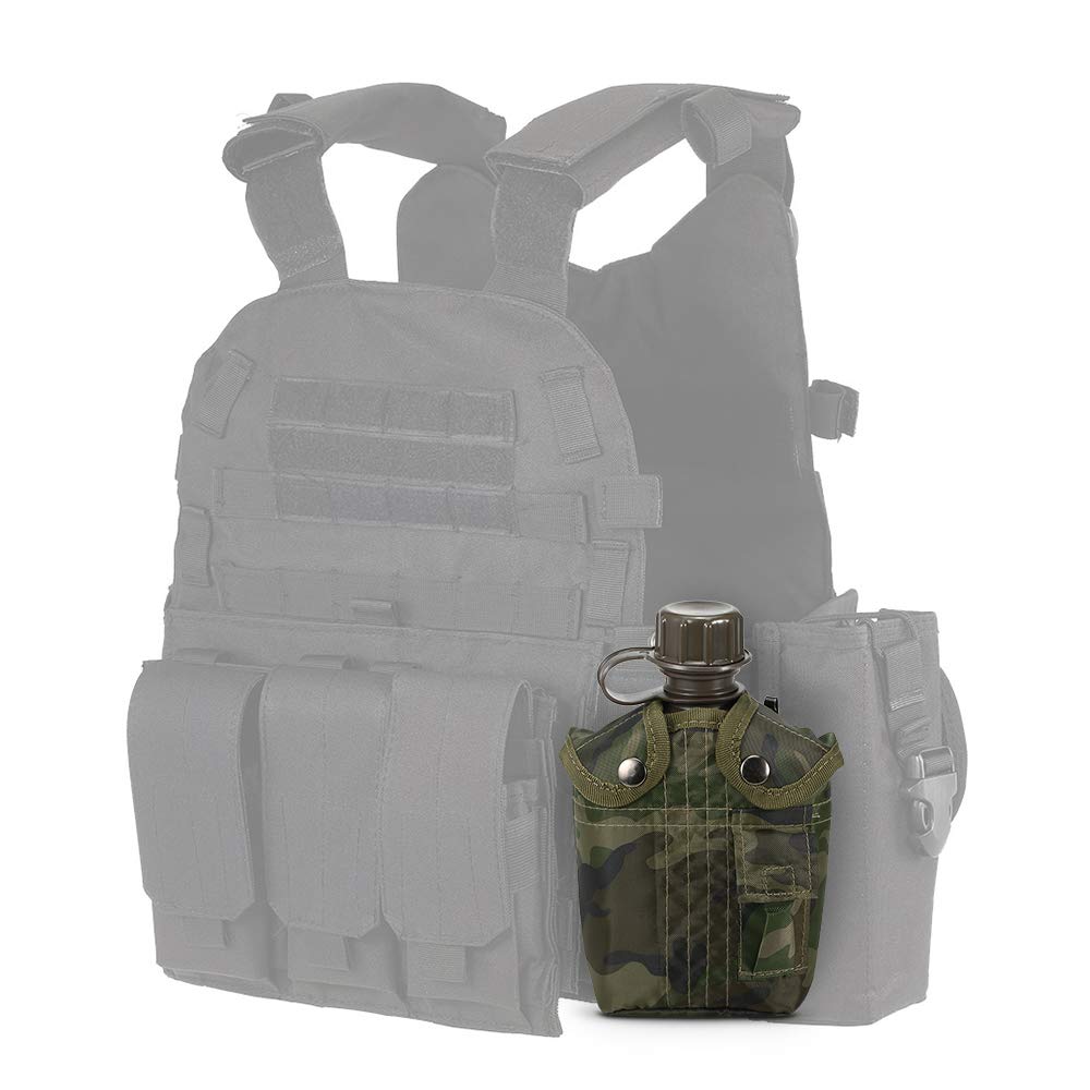 Felt-lined HUIOP canteen cover protects the bottle during transport.