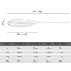 Clear acrylic HUIOP casting bobbers in 15g