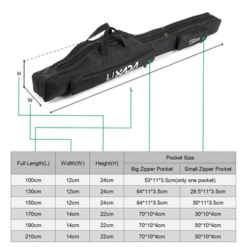 HUIOP fishing rod bag dual zippers enable quick access.