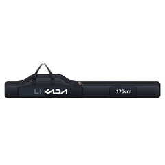 HUIOP fishing rod bag overall view showing organized storage and travel-ready design.