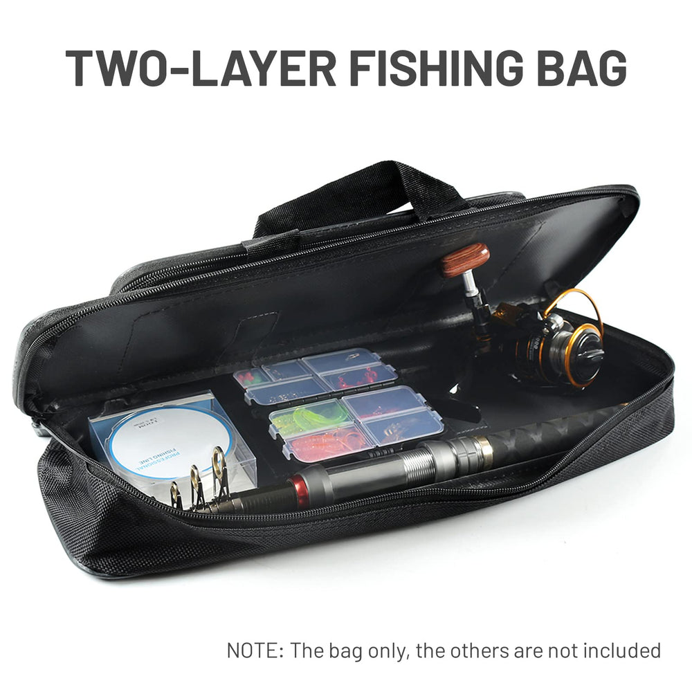 HUIOP fishing rod organizer with 50cm dual zipper closure for secure storage