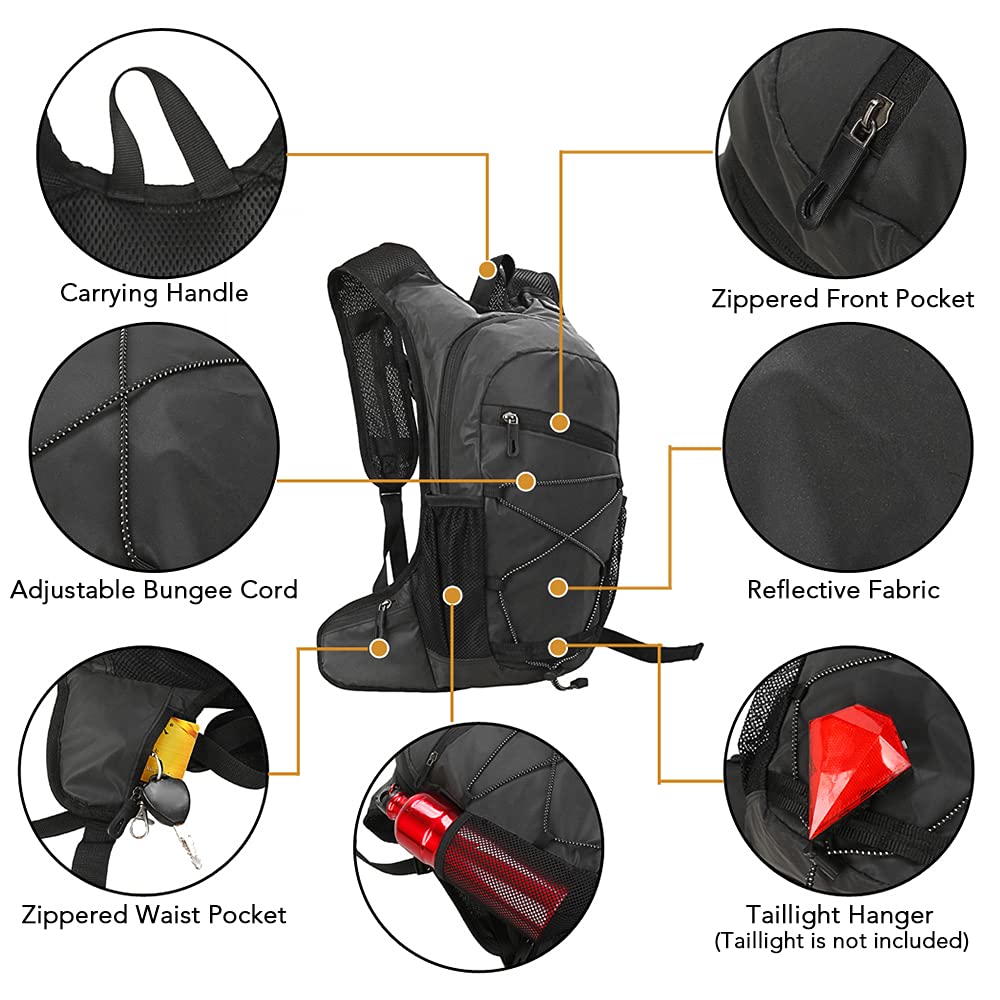Front pocket of HUIOP hydration backpack for quick access to essentials.