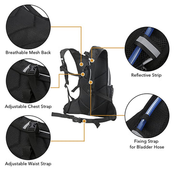 Waist pockets of HUIOP hydration backpack secure items during activity.