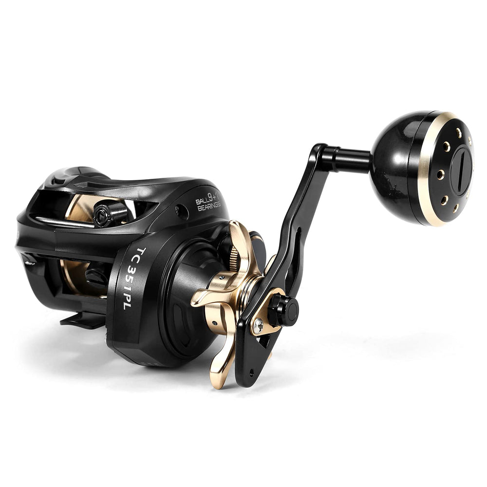 HUIOP baitcaster reel shows max drag up to 16 kg for controlled stopping.