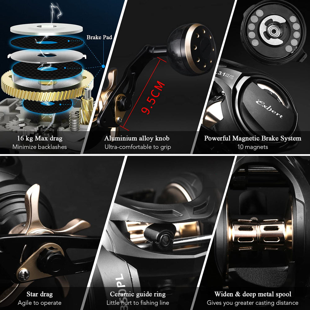 Nine-bearing system in HUIOP baitcaster yielding smooth retrieves.