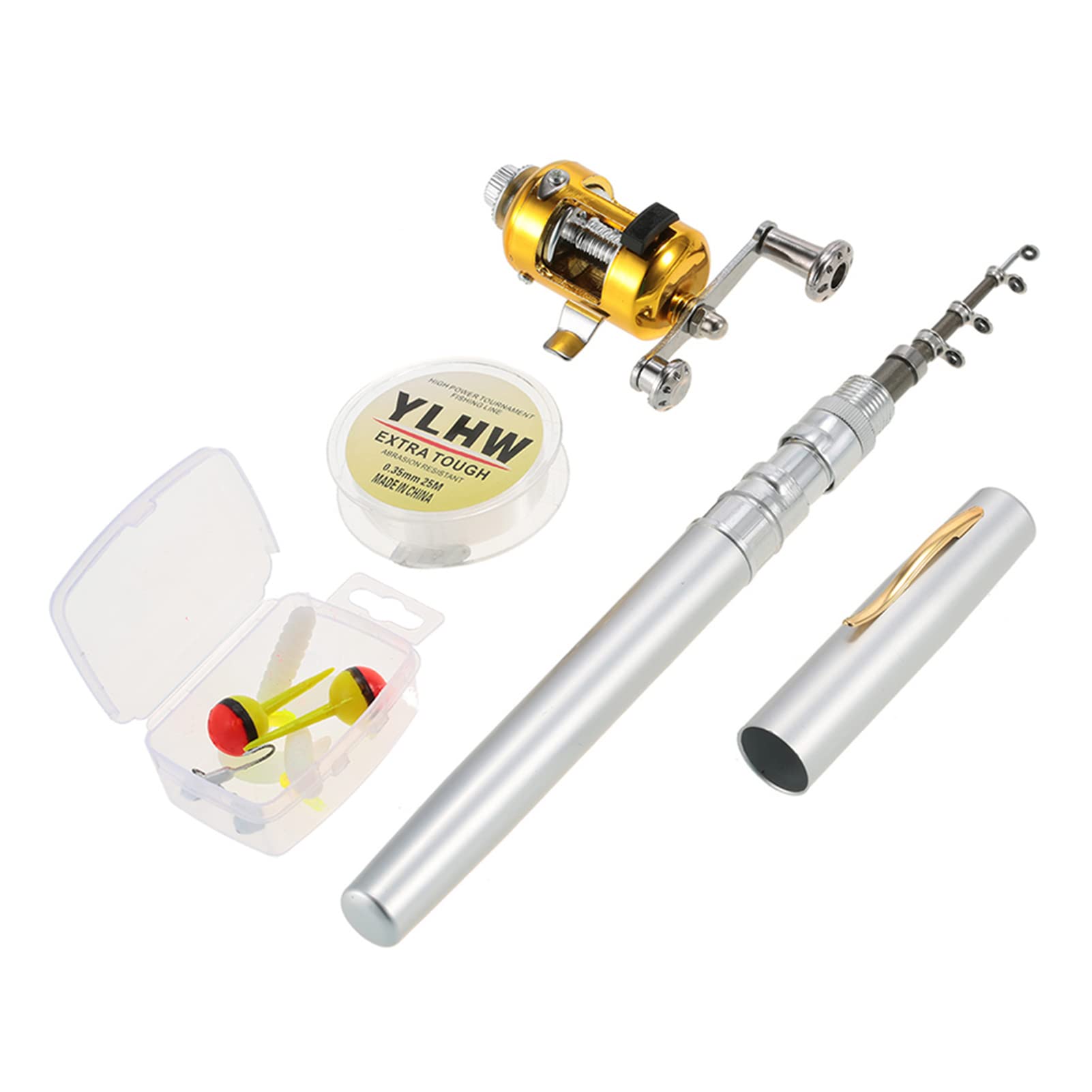 HUIOP Pocket Pen fishing rod folded for compact portability.