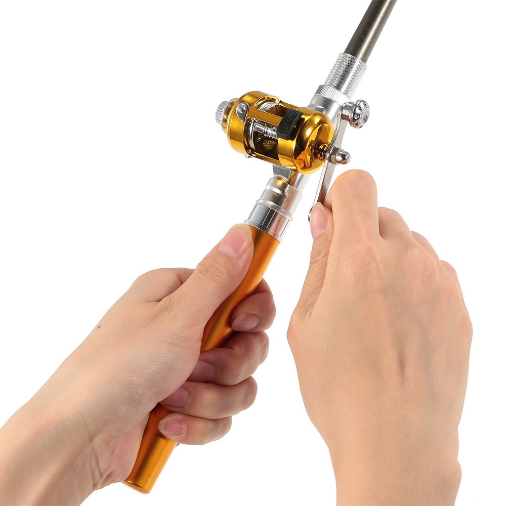 HUIOP portable fishing rod and reel pair in action.